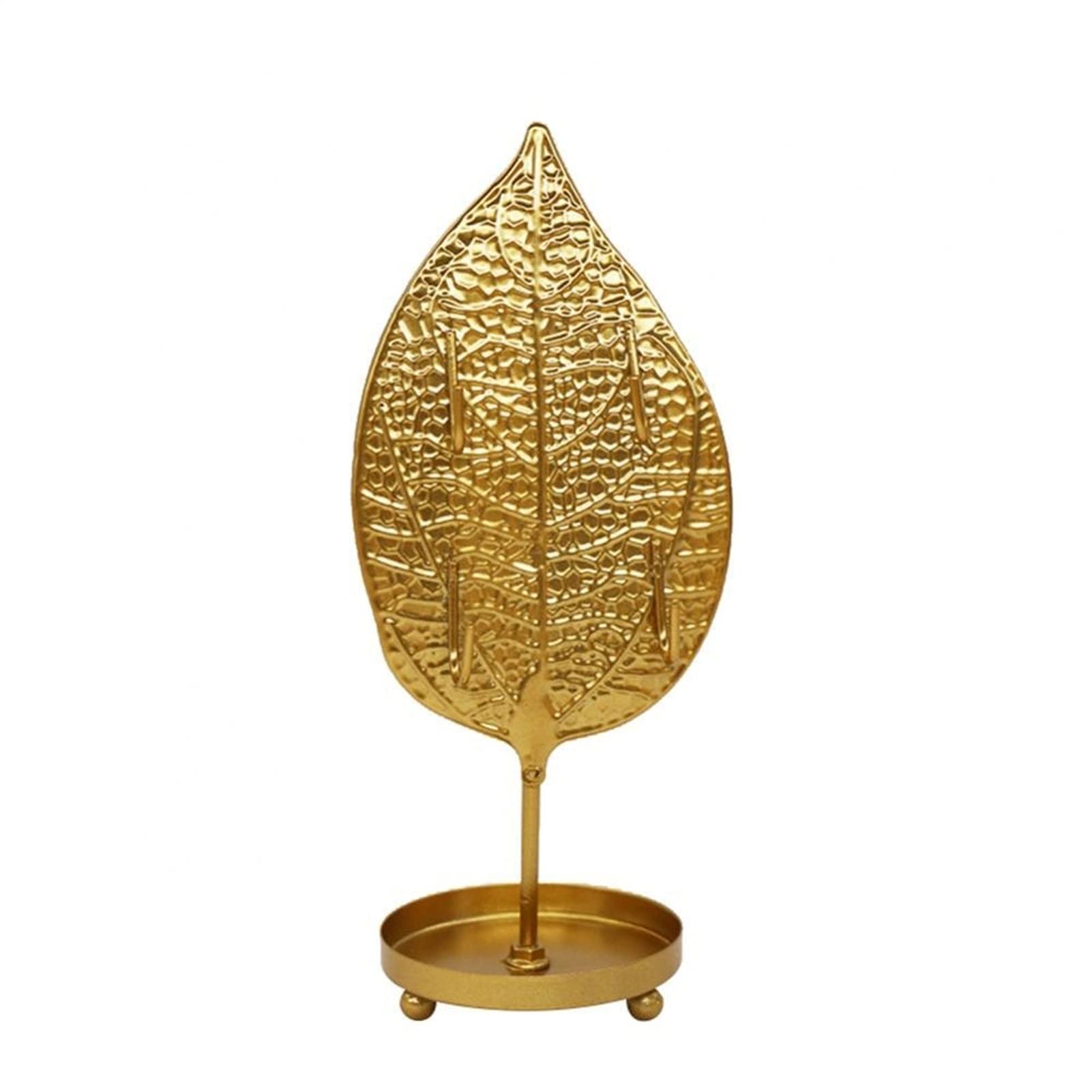 Luxury Golden Leaf-Shaped Iron Jewelry Stand Holder - Elegant Display & Storage for Earrings, Necklaces, Bracelets & Rings - Perfect for Home Decor, Boutique & Jewelry Store Organization (Color: Gold) - Ideal for Bedroom Vanity, Dressing Table & Retail Showcase