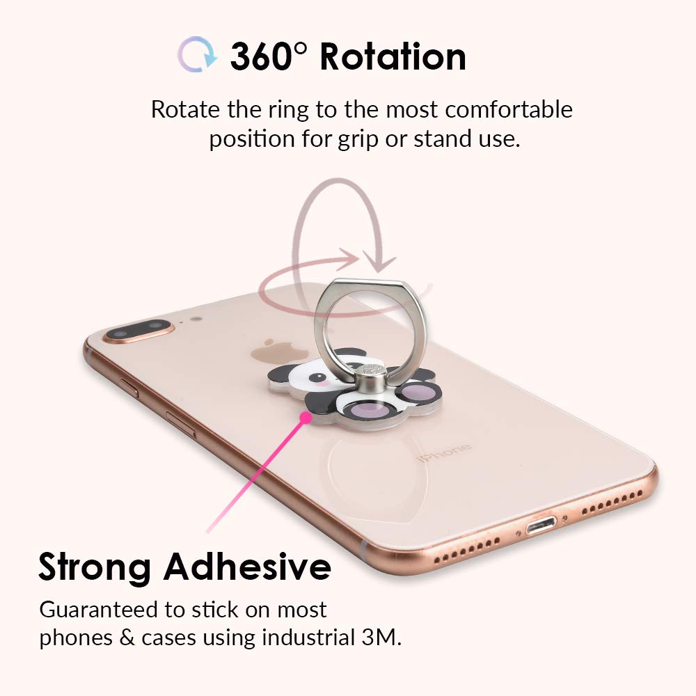 VELVET CAVIAR Phone Grip Ring Holder - Adjustable Finger Stand for iPhone, Galaxy & Smartphones | Non-Slip Grip & Kickstand (Panda Design) - Perfect for Selfies, Watching Videos & Secure One-Handed Use