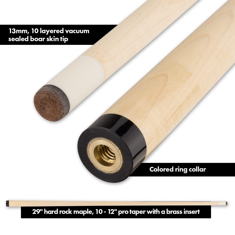 VAL24 Value Series Pool Cue - 58 Inch Professional Billiard Stick with 13mm Boar Skin Tip & Hard Maple Shaft - Dark Chocolate Finish with Silver Rings - Perfect for Home Game Rooms, Bars, and Competitive Play