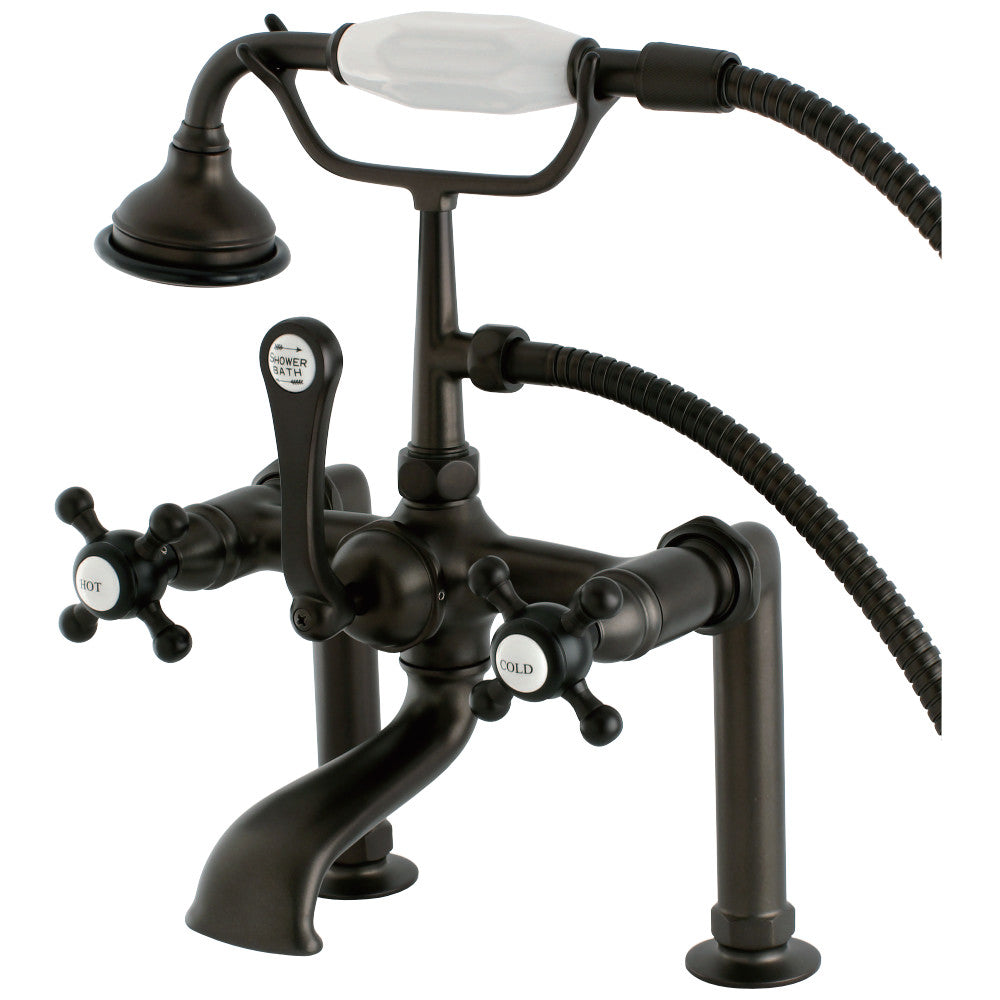 Vintage Deck Mount Clawfoot Tub Faucet - Antique Brass Bathroom Sink Faucet with Cross Handles for Classic & Modern Bathrooms | Perfect for Bathroom Renovation, Farmhouse Style Homes & Luxury Spa Retreats