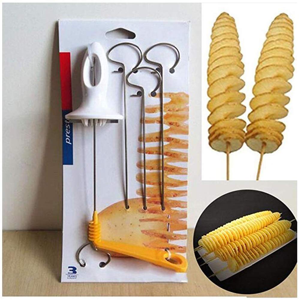 Stainless Steel Manual Spiral Potato Slicer - Tornado Twisted Potato Cutter for Chips & Vegetables | Perfect for Home Cooking, Party Snacks & Restaurant Food Prep