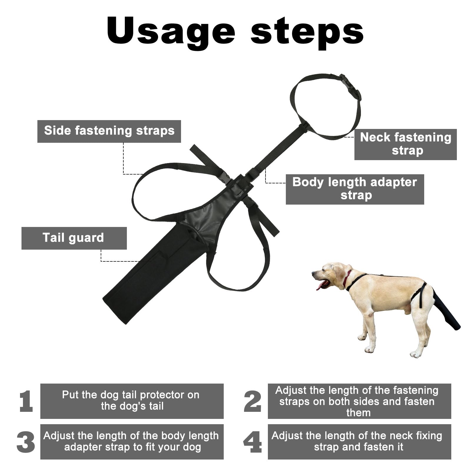 Dog Tail Protector for Wounds & Happy Tail Syndrome - Breathable Tail Guard Sleeve Cover with Adjustable Harness (Size M) - Perfect for Active Dogs, Post-Surgery Recovery & Injury Prevention