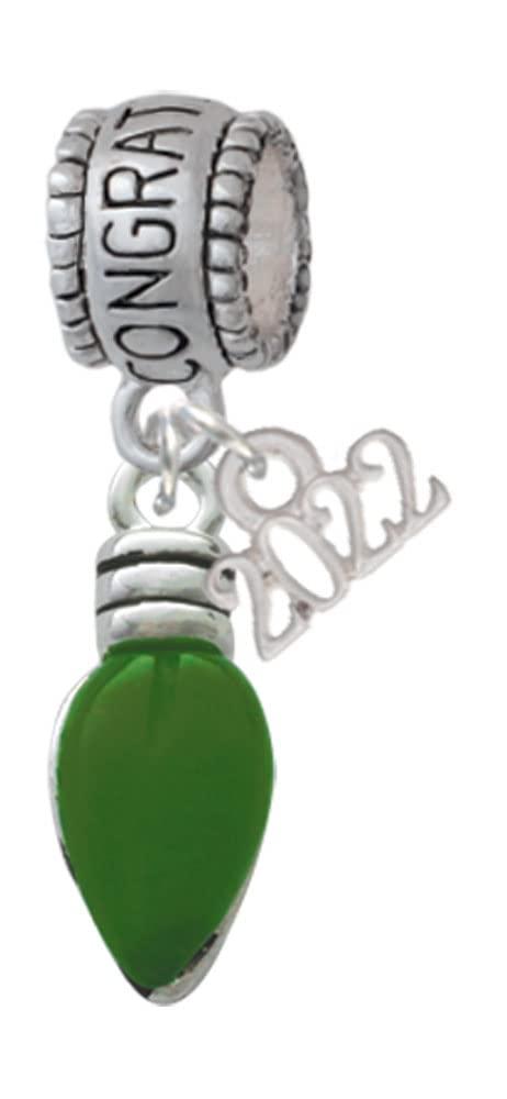 Delight Jewelry Silvertone Christmas Lights Resin Charm Bead - Holiday Party Decorations, Christmas Tree Ornaments, Gift for Friends & Family