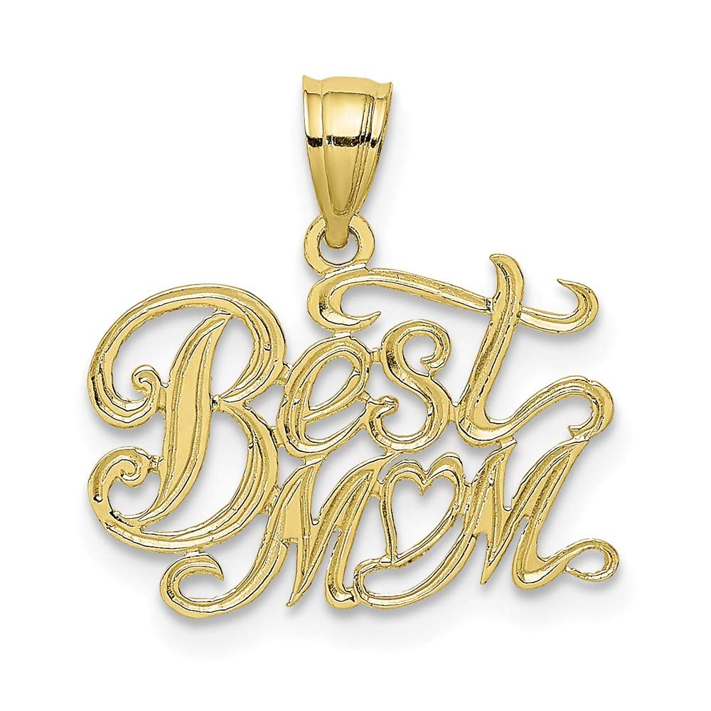 10K Yellow Gold Best Mom Pendant Necklace - Elegant Heart Charm Gift for Mother's Day, Birthday, Anniversary | Perfect for Everyday Wear & Special Occasions