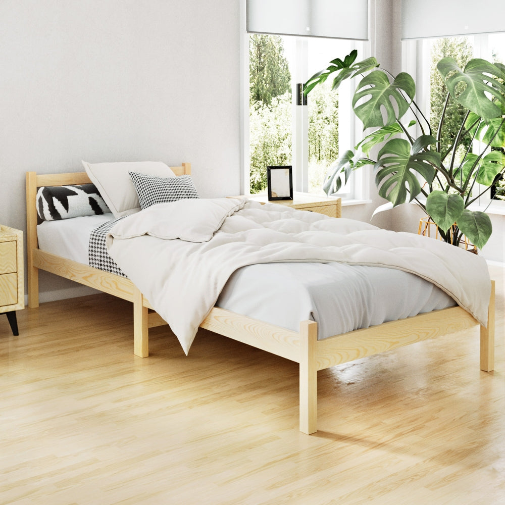 Bribie Solid Wood Single Bed Frame - Sturdy & Elegant Design for Kids, Teens & Guest Rooms | Perfect for Small Spaces & Cozy Bedrooms