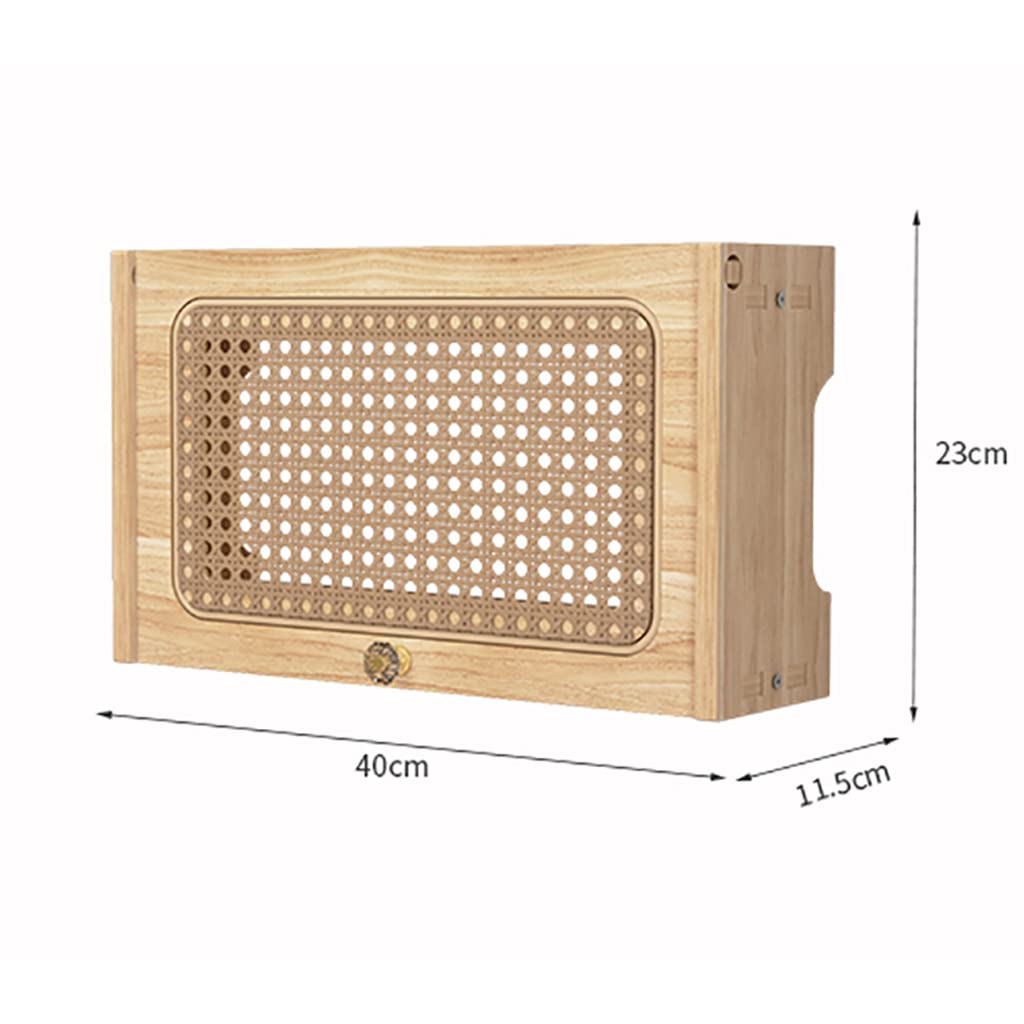 Wooden Wall Mount Shelf for WiFi Router, Internet Modem, Cable Storage Box - Organize TV Set-Top Box, Patch Panel & Network Devices - Home Office & Living Room Decoration Solution