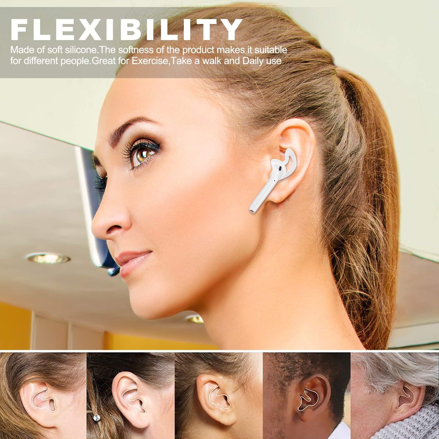 3 Pairs Silicone Ear Hooks & Covers for AirPods EarPods - Secure Fit, Comfortable & Anti-Slip - Perfect for Running, Workouts & Daily Use