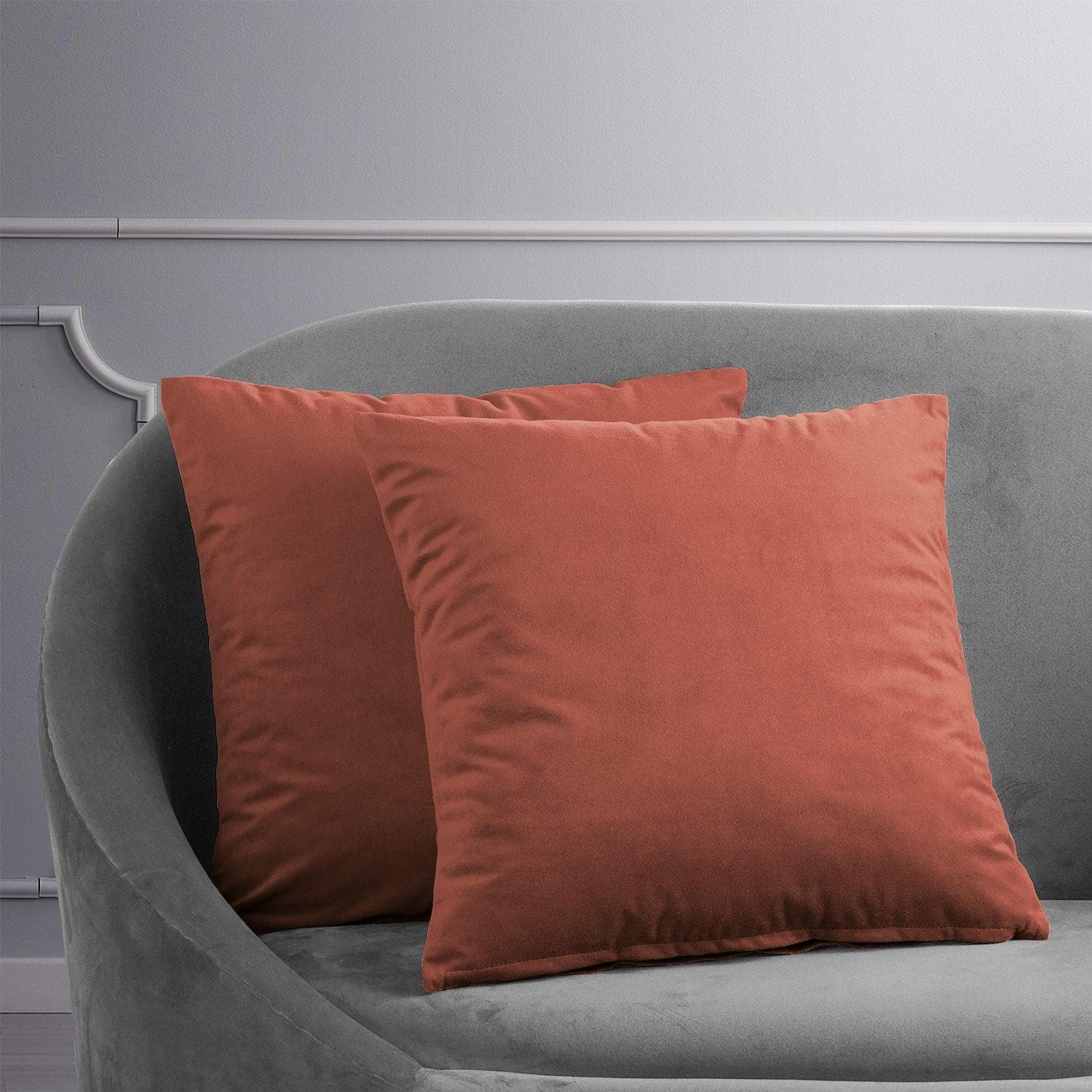 Premium Crimson Rust Velvet Cushion Covers Set of 2 - Soft & Luxurious Decorative Pillow Covers for Sofa, Bed, Living Room & Home Decor