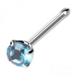 20G Surgical Steel Nose Ring Stud with Aqua Gem - Hypoallergenic Body Jewelry for Piercings | Perfect for Everyday Wear, Parties & Special Occasions