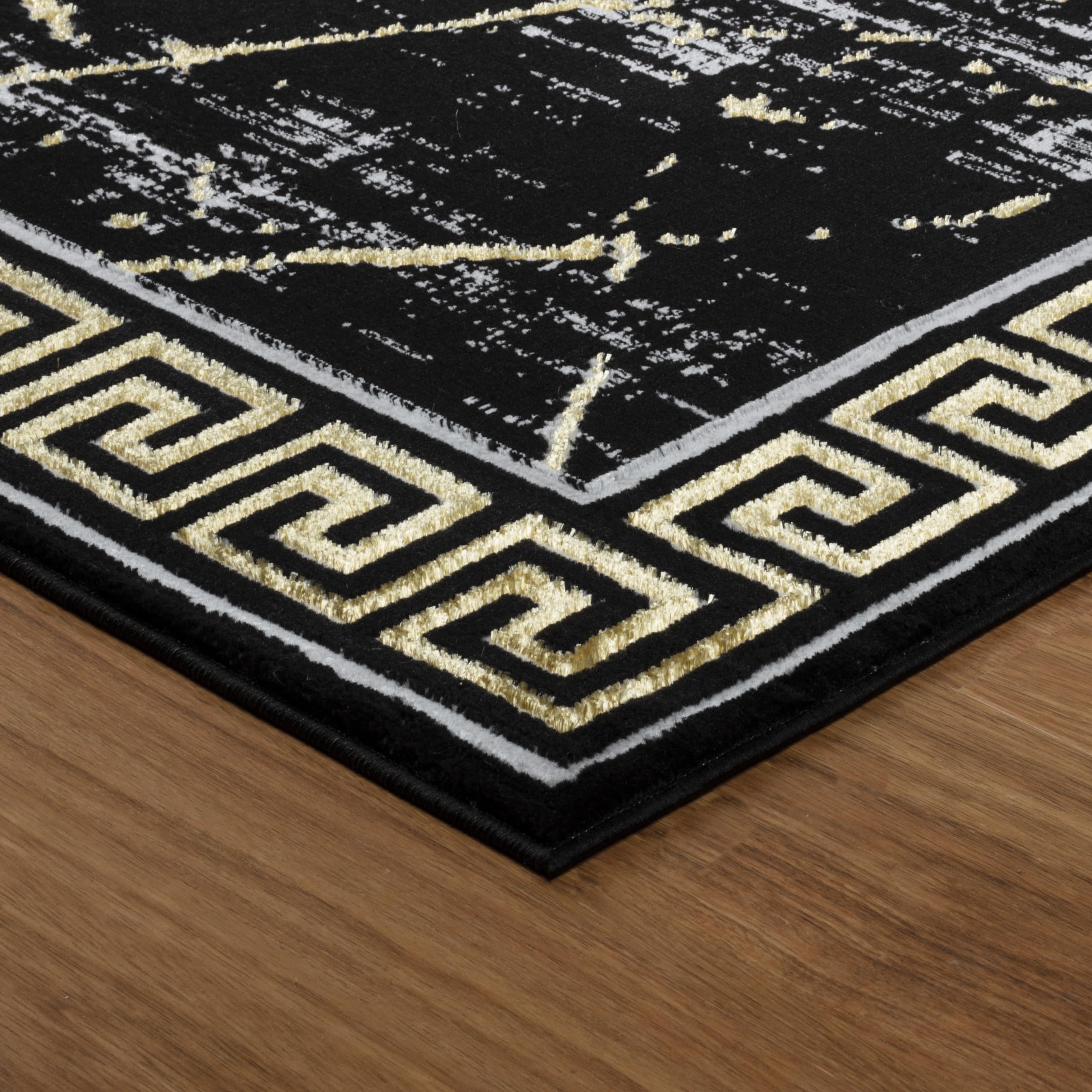 GLORY RUGS 5x7 Modern Abstract Area Rug - Marble Pattern in Black & Gold - Soft Carpet for Living Room, Dining Room & Bedroom Decor - Perfect for Home, Office & Apartment Flooring