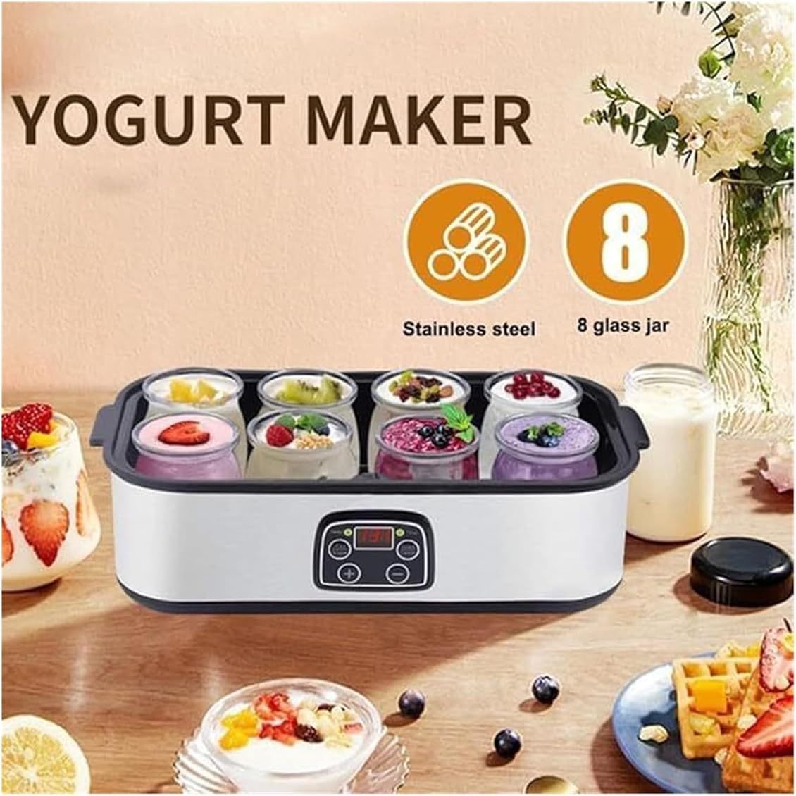 48Oz Electric Yogurt Maker Machine with Adjustable Temperature & Timer - 36-Hour Probiotic Yogurt Maker with Precise Temperature Control - Perfect for Homemade Greek Yogurt, Dairy-Free & Kefir Making at Home