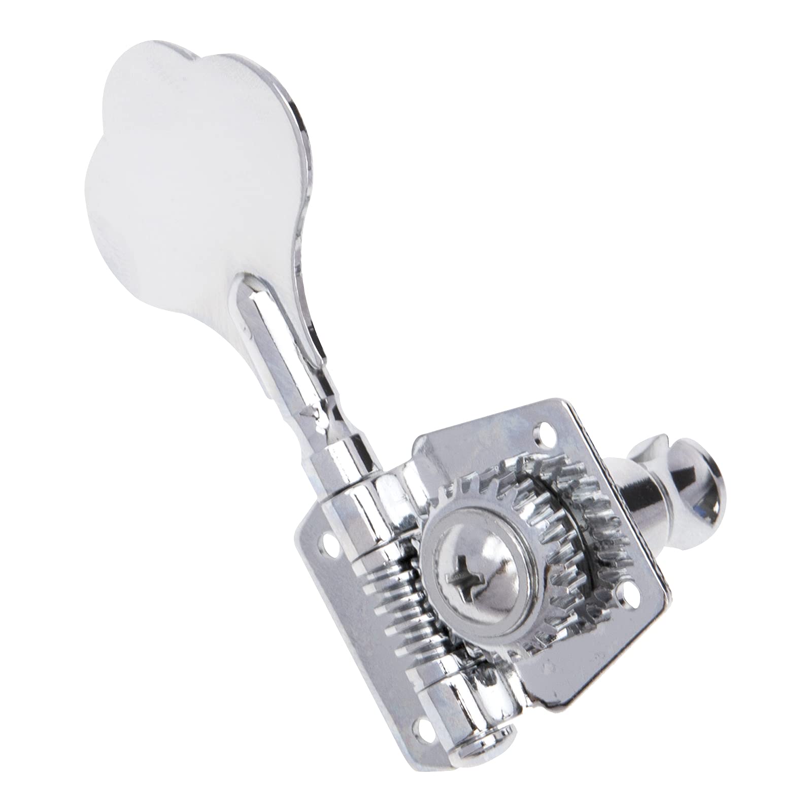 4Pcs Yootones Open Gear Machine Heads Tuners - 2 Left & 2 Right Tuning Pegs for 4-String Fender Precision/Jazz Bass Guitar (Silver) - Perfect for Bass Guitar Maintenance & String Replacement