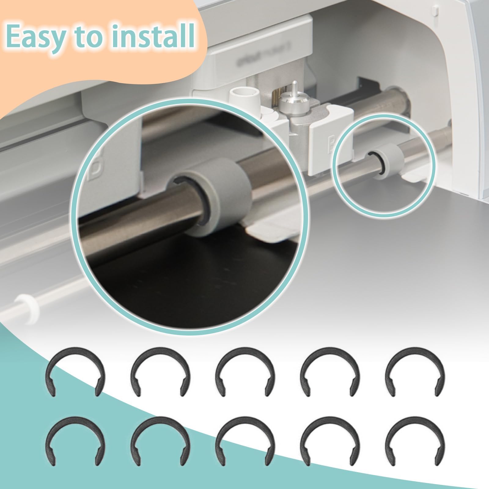 LUTQ 10 Pack Carbon Steel Retaining Clip Rings for Cricut Maker - Compatible with Cricut Maker Rubber Roller Replacement Parts - Black Fixed Clamp Rings - Perfect for DIY Crafting, Scrapbooking & Vinyl Cutting Projects