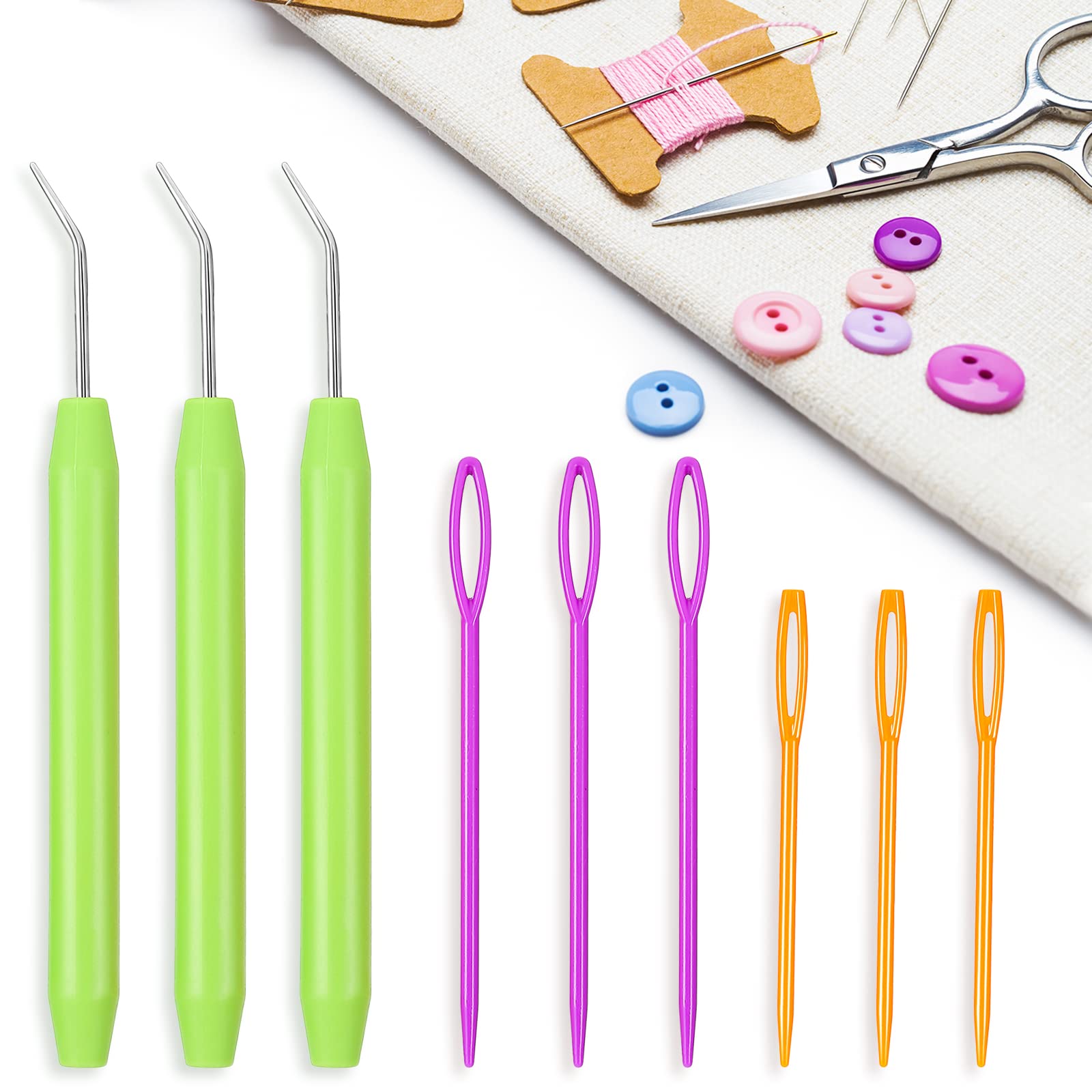 Willbond Crochet Needle Set - 9pcs Rubber Handle Knitting Hooks for Crafting & Sewing
