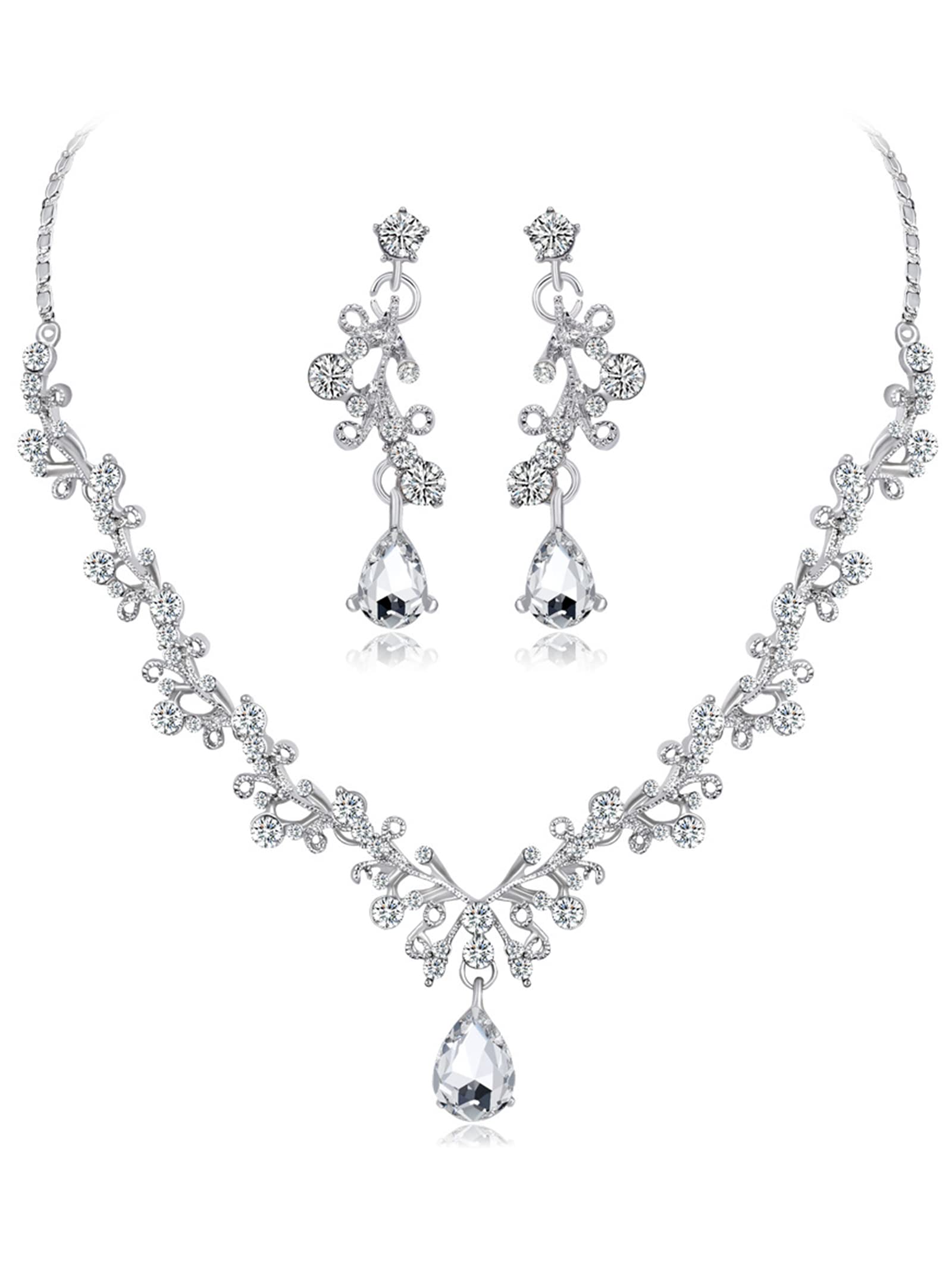 Elegant Wedding Jewelry Set for Bride & Bridesmaids - Necklace & Earrings Combo | Perfect for Wedding Ceremony, Reception & Bridal Party Accessories