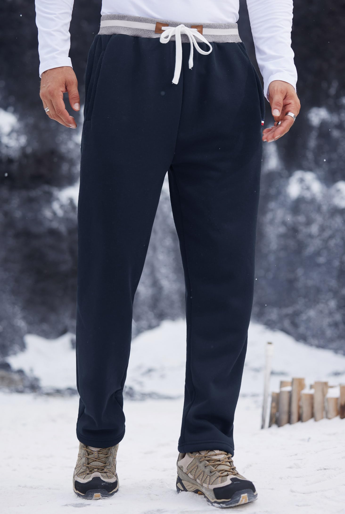 Men's Winter Fleece Joggers - Sherpa Lined Sweatpants for Running & Outdoor Activities, Elastic Waist & Open Bottom (S-XXL) - Perfect for Cold Weather Workouts, Lounging & Casual Wear
