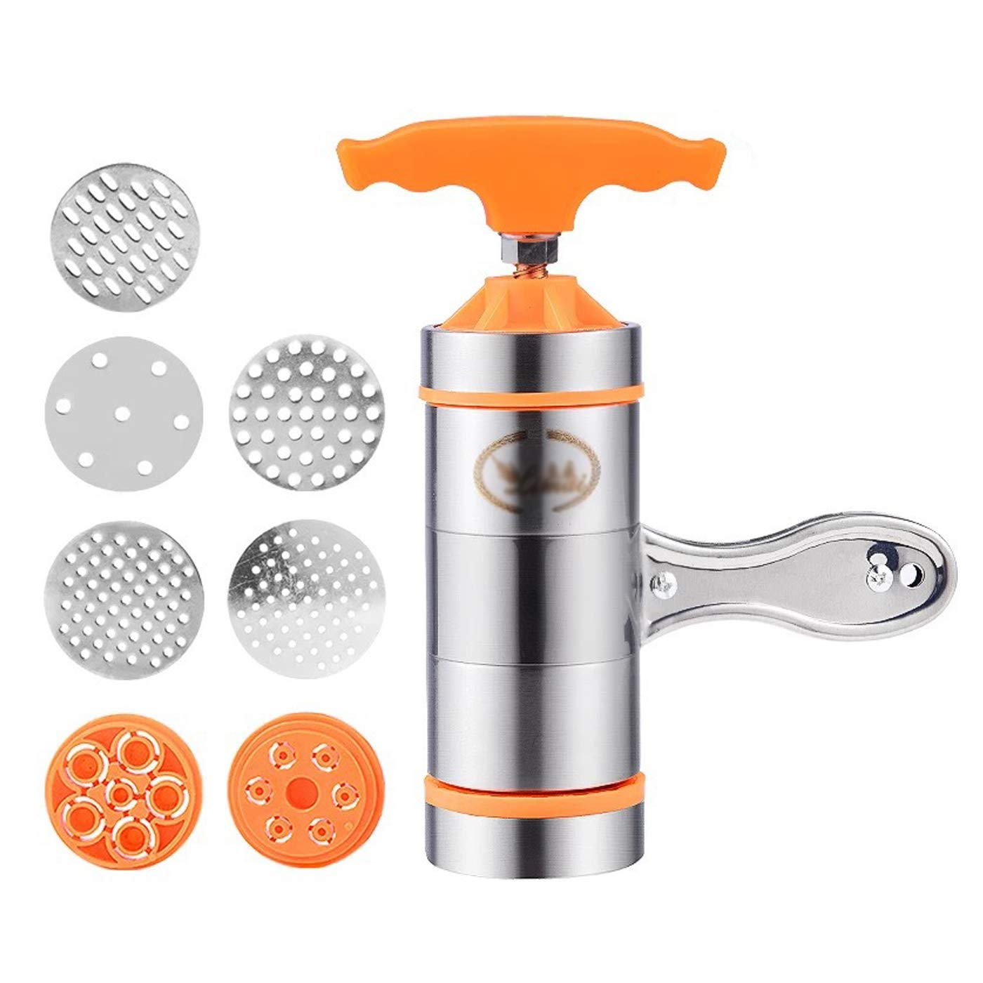 Stainless Steel Manual Pasta Maker Machine with 7 Interchangeable Molds - Hand Crank Noodle Press for Homemade Pasta, Ravioli & Dumplings - Perfect for Italian Cuisine, Family Cooking & Restaurant Use