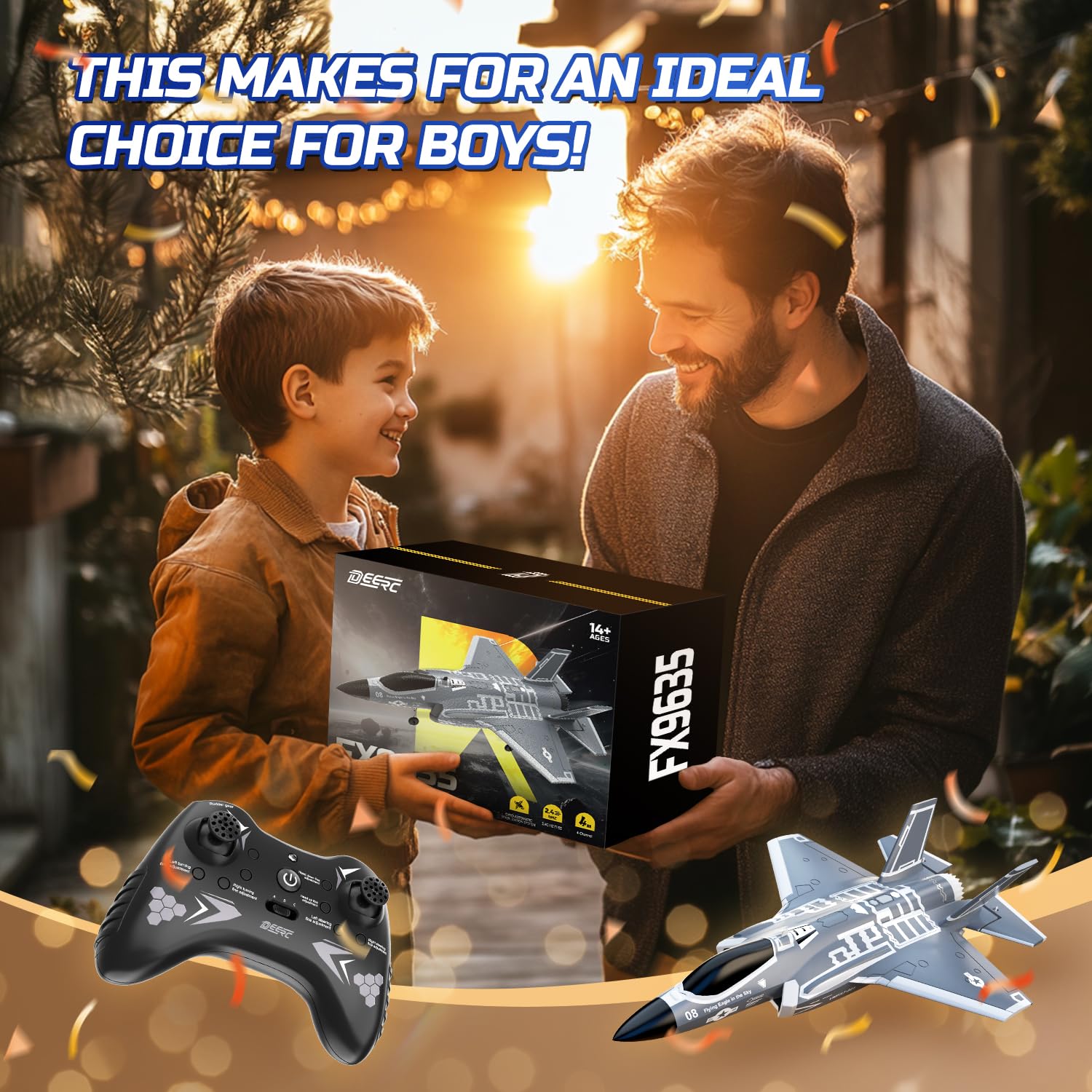 DEERC F35 4 Channel Brushless RC Plane for Adults - 2.4GHz Remote Control Airplane with 6-Axis Gyro Stabilizer, RTF Ducted Fan Fighter Jet - Easy to Fly Hobby Aircraft for Advanced Players | Outdoor Flying, Backyard Fun & RC Aviation Enthusiasts