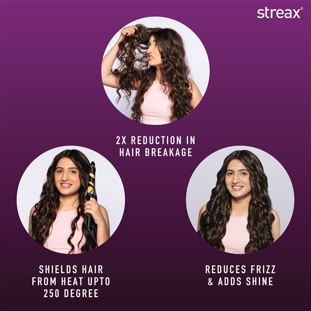 Streax Heat Protection Hair Spray - 100ml, Thermal Protectant for Styling Up to 250°C, Reduces Breakage & Frizz for Women & Men | Perfect for Blow Drying, Straightening & Curling | Damage Control & Smooth Hair Care