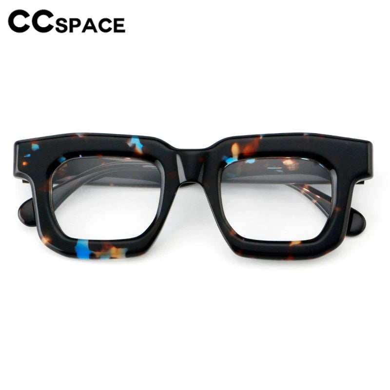 CCspace Unisex Full Rim Square Thick Acetate Eyeglasses Frame 301902 - Stylish & Durable for Work, Reading & Fashion