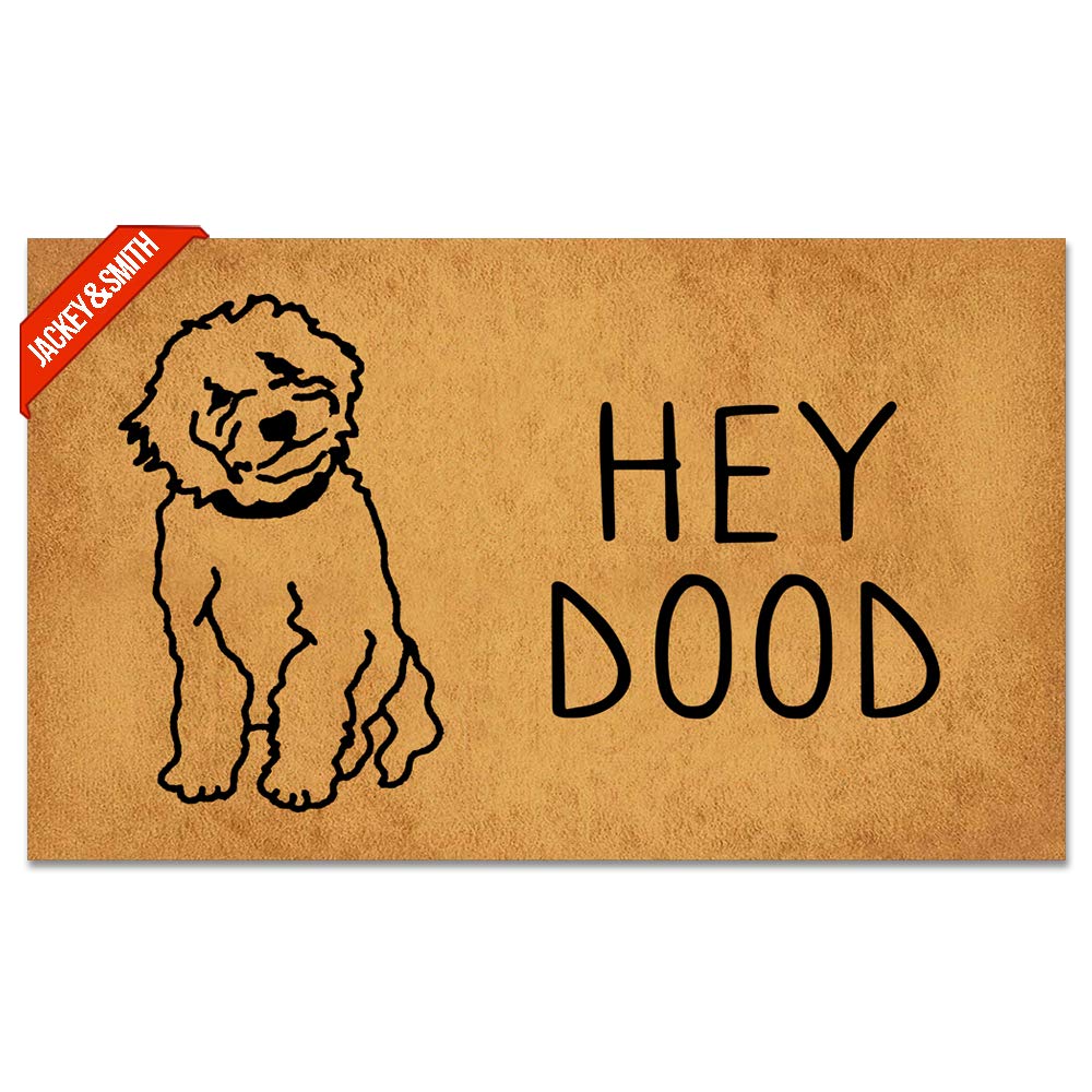 Non-Slip Funny Hey Dood Doormat - 30x18 Inch Indoor/Outdoor Welcome Mat for Front Door, Balcony & Patio - Waterproof Felt Fabric Rug with Humorous Design