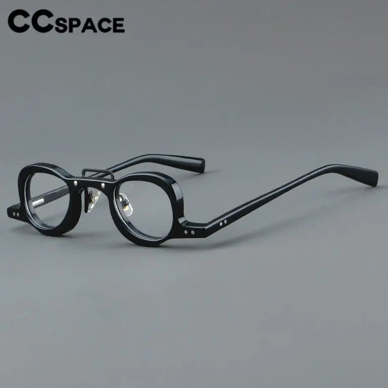 CCspace Women's Full Rim Small Round Double Bridge Acetate Eyeglasses Frame 57191 - Stylish Retro Glasses for Work, Reading & Everyday Fashion Accessory