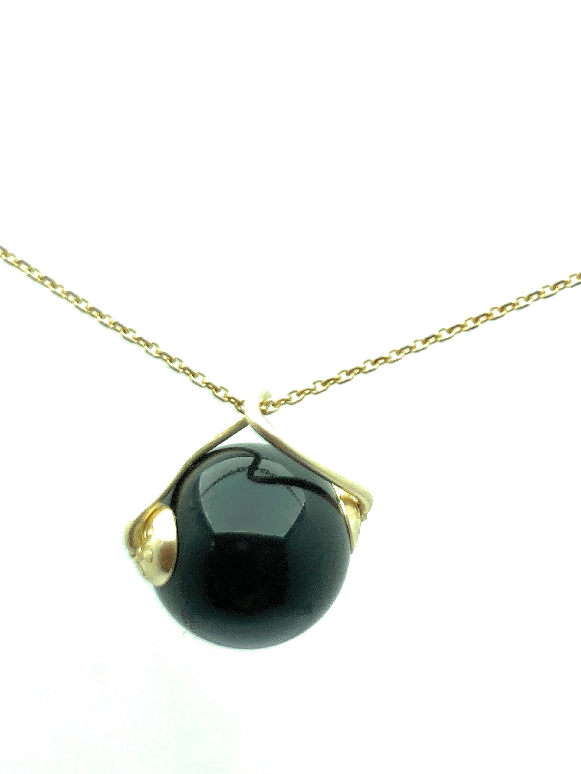 Solid Gold Black Onyx Pendant Necklace - 18K Gold Chain with Round Black Gemstone | Elegant Jewelry for Women, Perfect for Gifts, Parties & Special Occasions