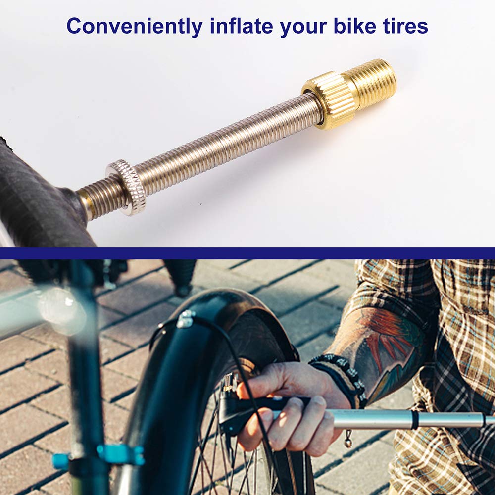 15-Piece Bike Presta to Schrader Valve Adapter Kit - Durable Copper Tire Valve Converter with Caps - Compatible with Mountain Bikes, Road Bikes, Cars & Bike Pumps - Essential Cycling Accessories for Tire Inflation & Maintenance