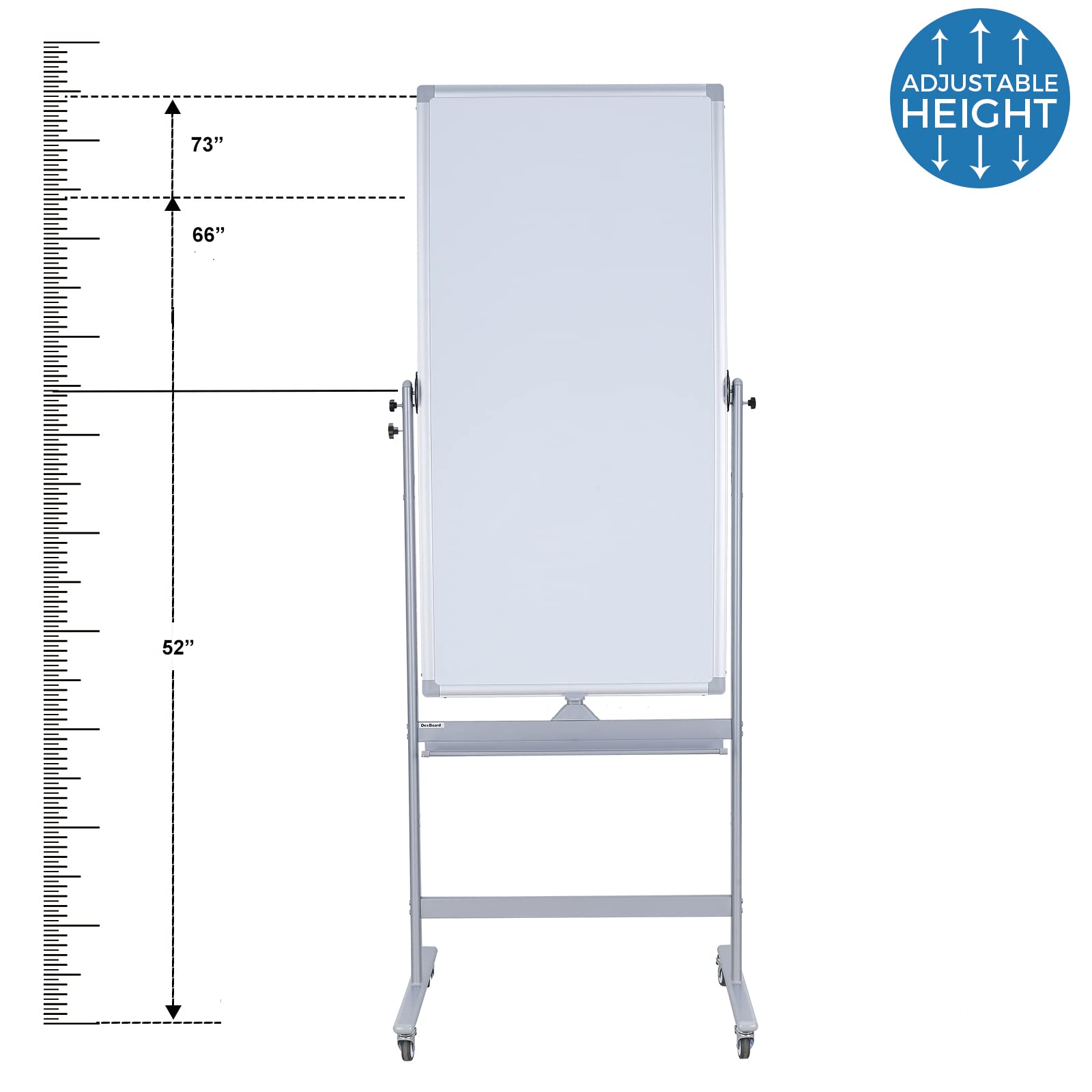360° Reversible Magnetic Mobile Whiteboard 48x24-in - Portable Dry Erase Board with Wheels & Stand for Office, Classroom, Home - Includes 6 Dry Erase Markers & Eraser - Perfect for Presentations, Brainstorming & Teaching