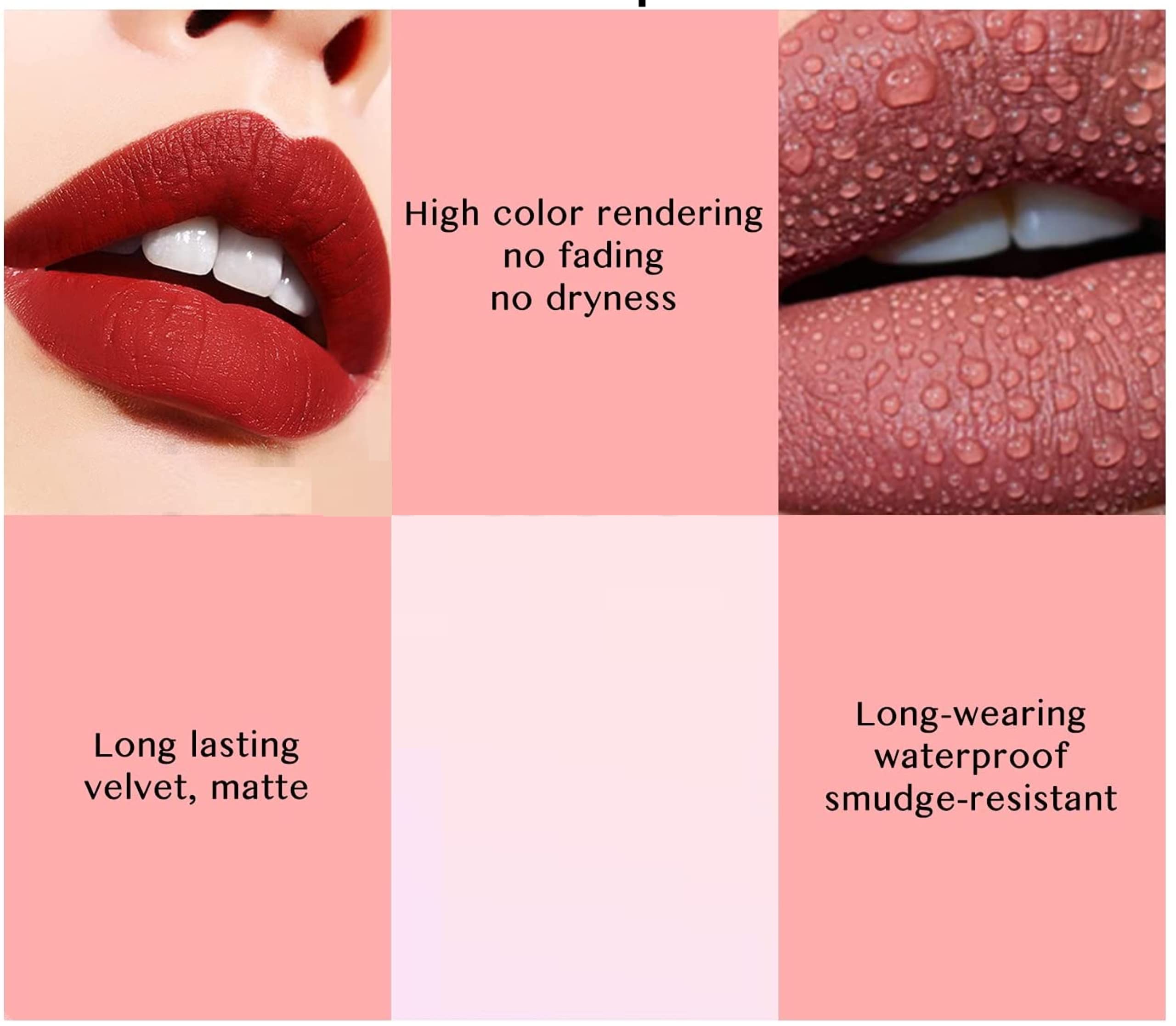 N.Y.N Beauty 6-Piece Multicolor Matte Lipstick Set with 2-in-1 Oil Control Compact Powder | Long-Lasting Smooth Finish | Perfect for Women's Daily Makeup & Special Occasions