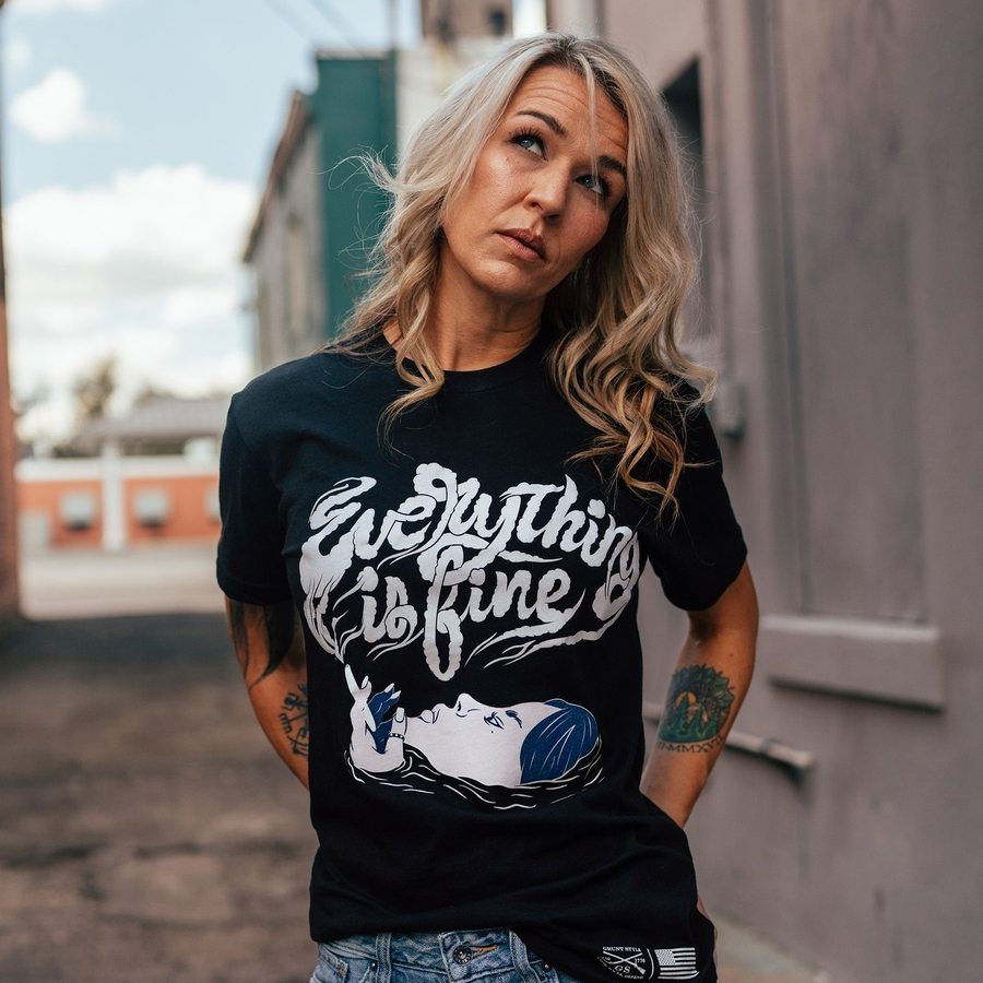 Women's Everything Is Fine Boyfriend Fit T-Shirt - Black | Casual Comfort Tee for Everyday Wear, Lounge & Outings