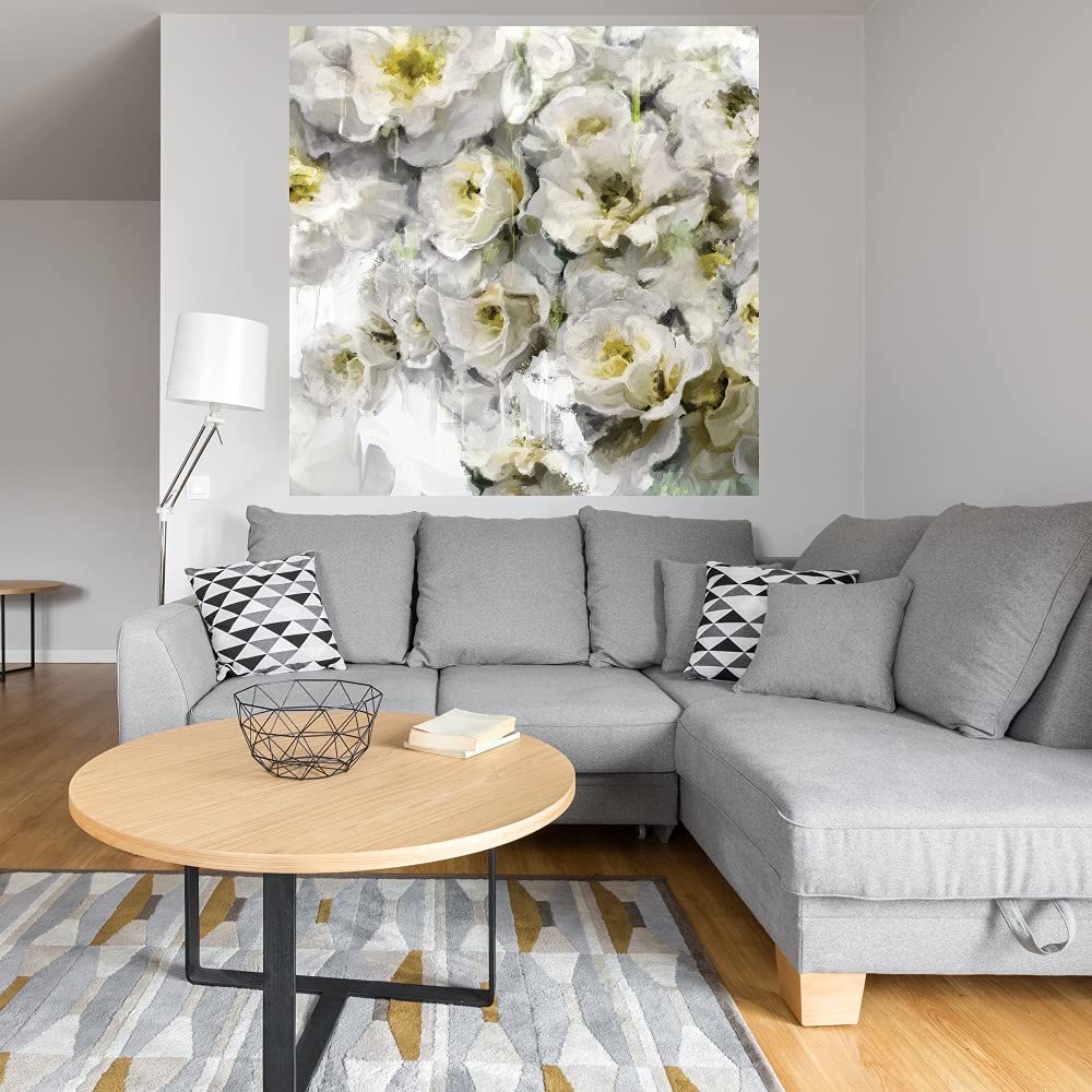 Greenhouse Blooms II Canvas Wall Art - 37x37 Inch Hand Painted Floral Decor for Living Room, Bedroom, Office - Ready to Hang Home Decor Perfect for Spring & Wedding Gifts