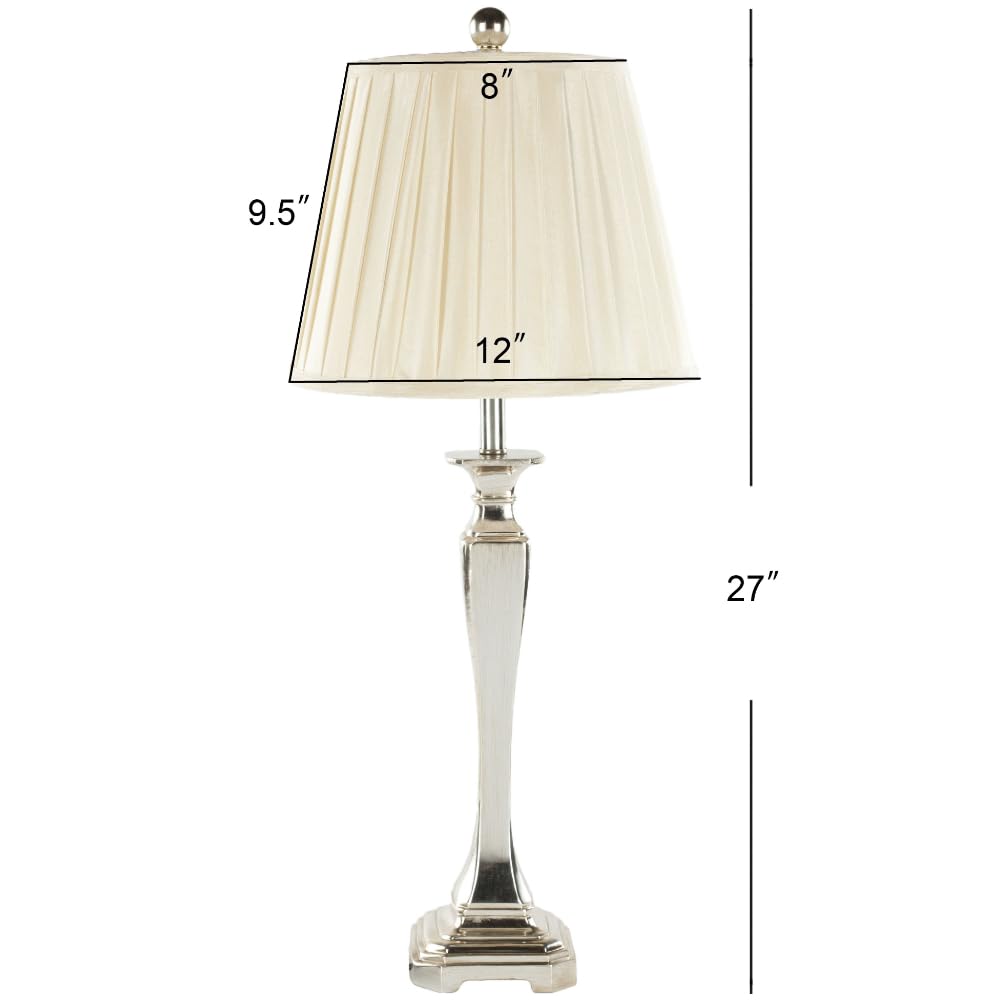 SAFAVIEH Athena Farmhouse Champagne 27-inch Table Lamp Set of 2 with LED Bulbs - Perfect for Bedroom, Living Room & Home Office Nightstand Lighting