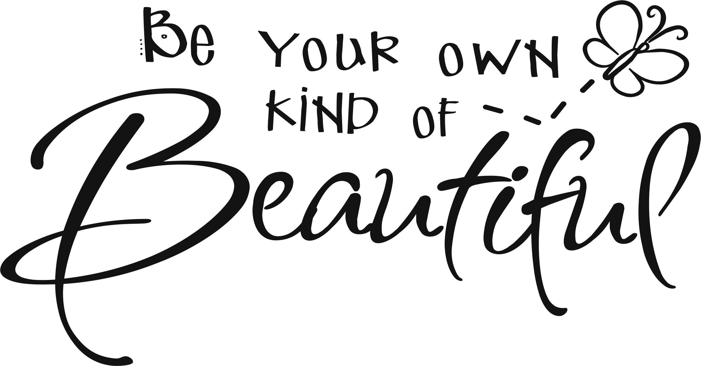Beautiful Butterfly Wall Decal - Inspirational 'Be Your Own Kind of Beautiful' Quote Vinyl Sticker for Girls' Bedroom Decor (14x20 Inch) - Perfect for Kids' Room, Nursery, and Home Wall Art