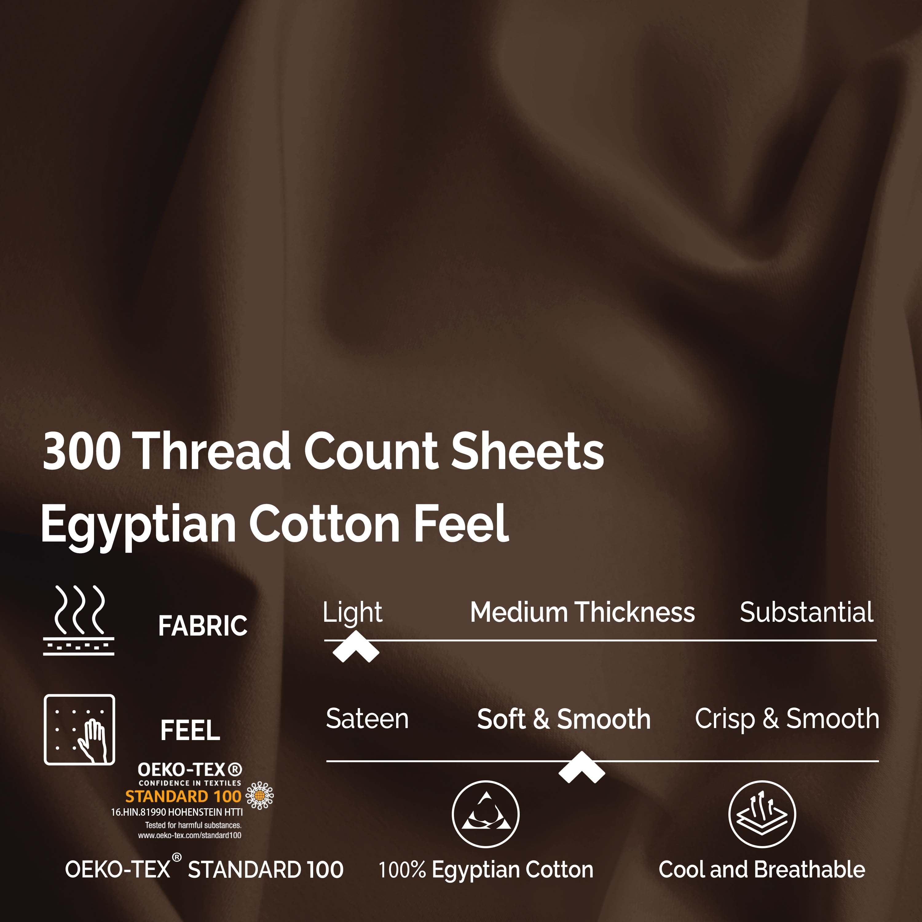 Premium 100% Egyptian Cotton 300 Thread Count Bed Sheet Set - Queen Size, Soft & Breathable for All-Season Comfort - Perfect for Luxury Bedrooms, Hotels, and Guest Rooms