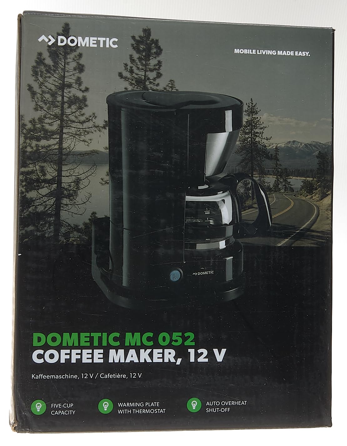Dometic PerfectCoffee MC 052 12V Portable Coffee Maker - 5 Cup Capacity, Compact & Energy Efficient - Ideal for Camping, RV Travel & Road Trips