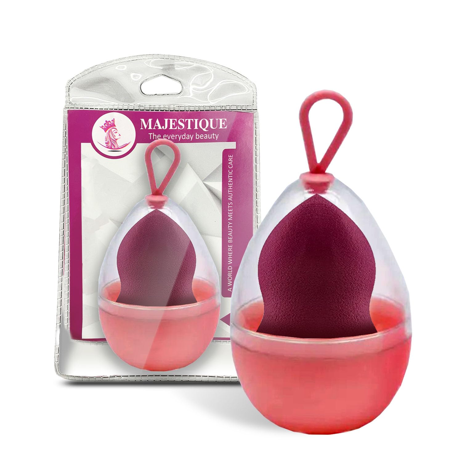 Majestique Beauty Blender Sponge with Travel Case - Reusable Makeup Sponge Holder for Foundation, Concealer & Powder | Portable Cosmetic Container for On-the-Go Touchups