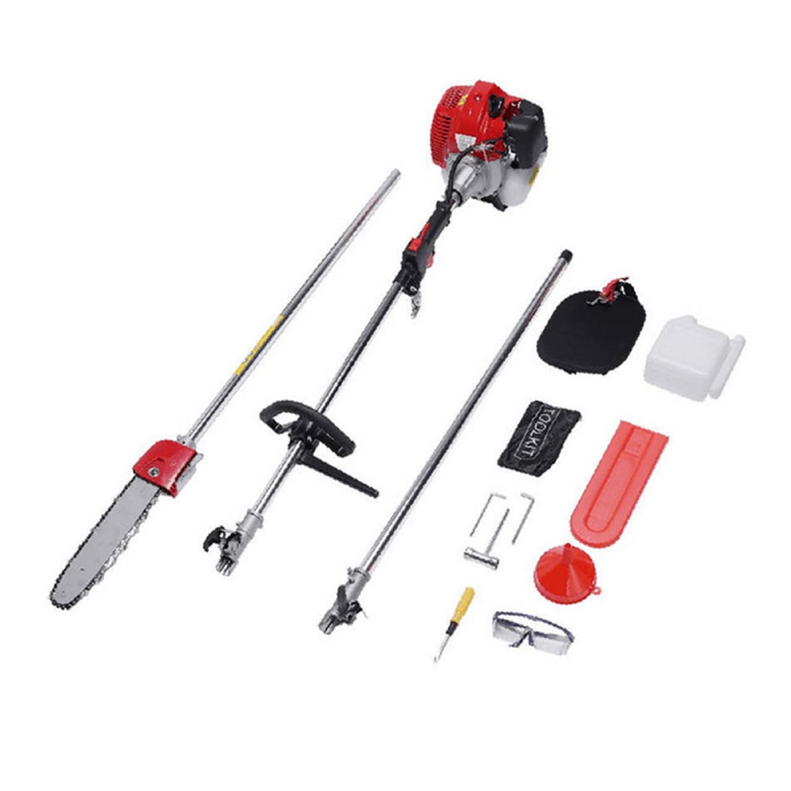 42.7CC Gas Powered Brush Cutter & Hedge Trimmer - 1.25Kw 2-Stroke Engine with Extension Pole - Ideal for Yard Maintenance, Landscaping, and Tree Trimming