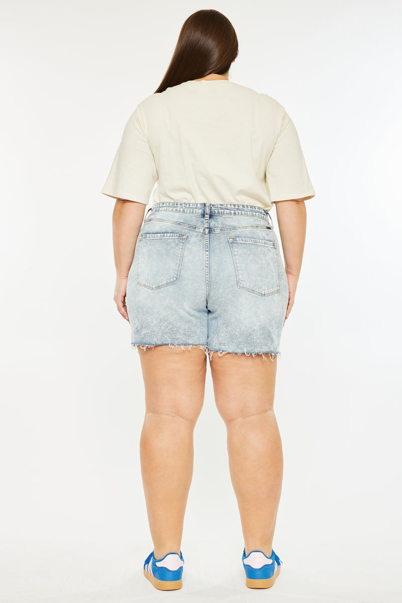 Lina Essentials 90's High Rise Shorts for Women - Plus Size Denim Shorts with Stretch Comfort - Perfect for Summer, Casual Outfits & Retro Fashion