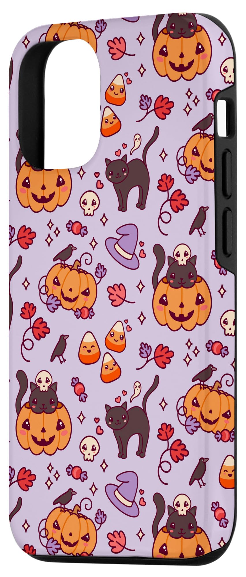 Cute Halloween Black Cat Jack-O-Lantern Pumpkin Case for iPhone 12/12 Pro - Fall Themed Protective Phone Cover for Autumn Parties, Trick or Treating & Seasonal Decorations
