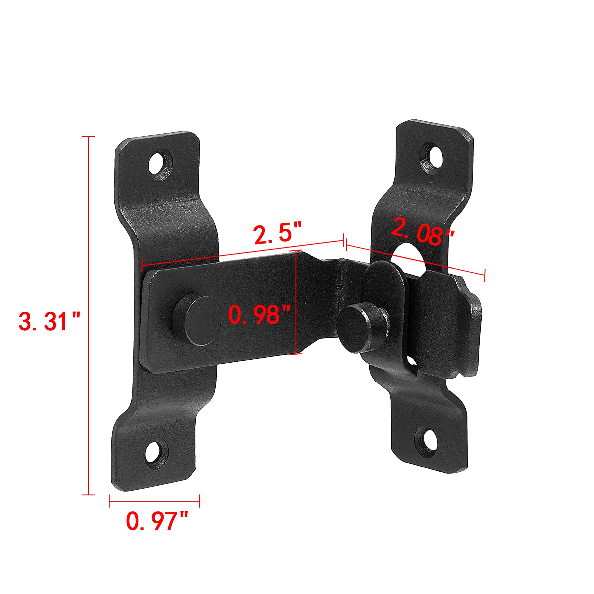 2 Packs 90 Degree Flip Barn Door Lock - Matte Black Privacy Security Gate Latch for Sliding Doors, Wine Cabinets & Closets | Heavy Duty Antique Style Hook Lock for Home & Office Use