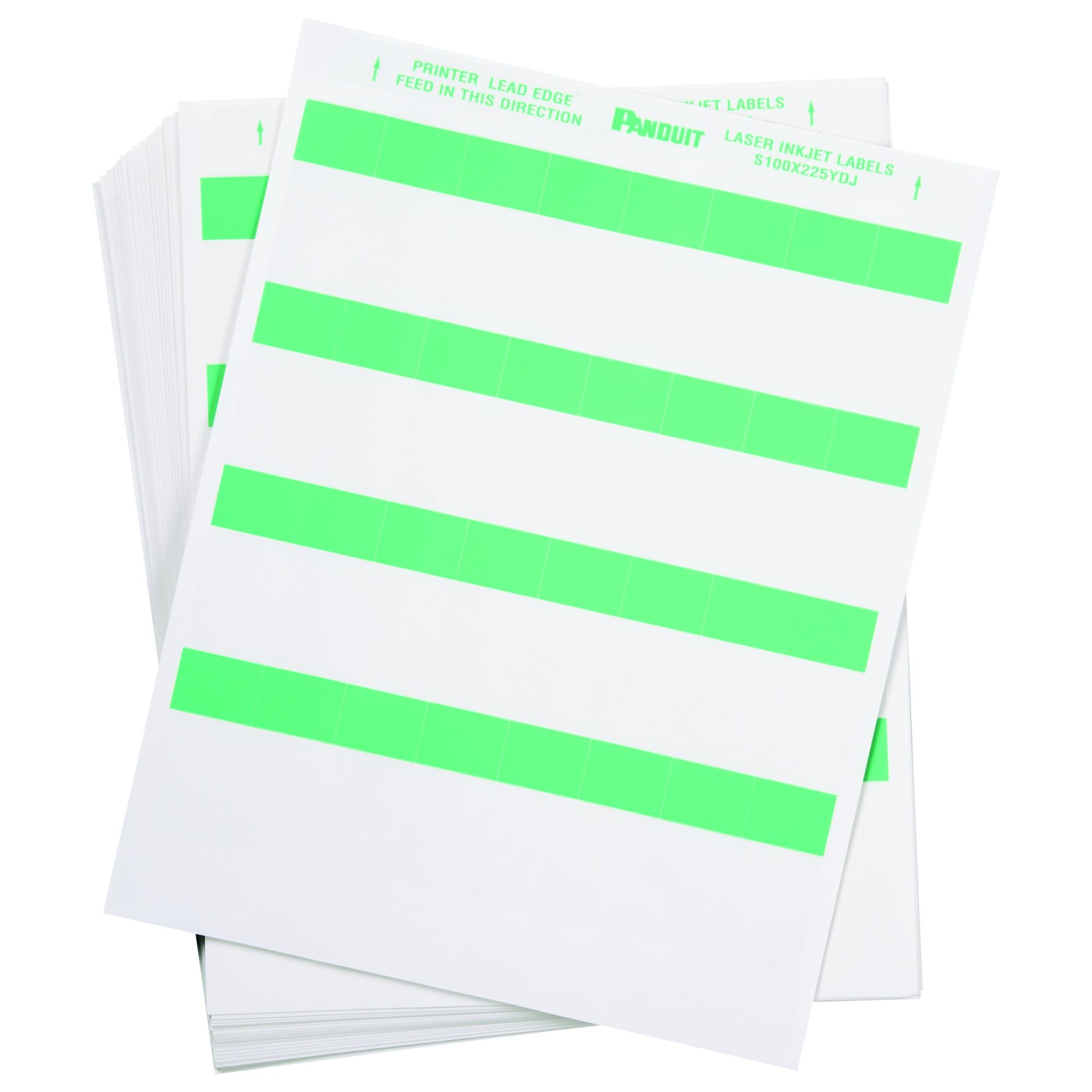 Panduit S100X150YDJ Laser Self-Laminated Polyester Labels - Clear/Green (2,500-Pack) for Cable Management & Industrial Organization