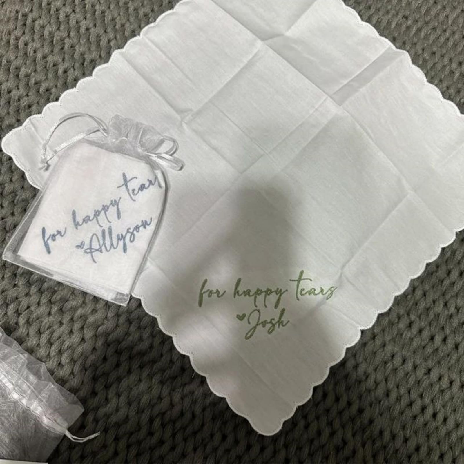 Custom Embroidered Wedding Handkerchiefs - Personalized Bridal & Mother's Day Gift - Elegant Lace Keepsake for Bride, Groom & Guests - Perfect for Weddings, Anniversaries & Special Occasions