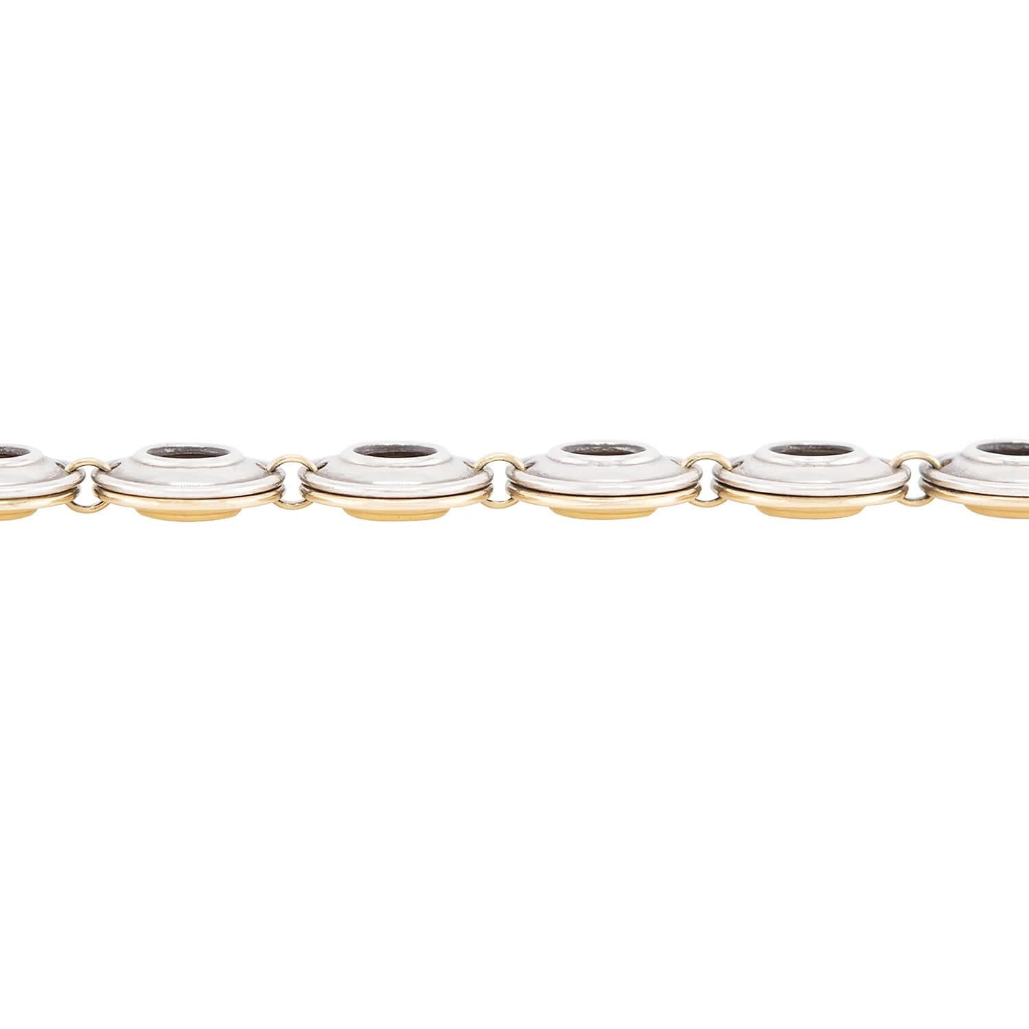Vintage Tiffany & Co. 18k Gold and Sterling Silver Disc Bracelet by Paloma Picasso - Elegant Jewelry for Women, Perfect for Weddings, Parties & Special Occasions