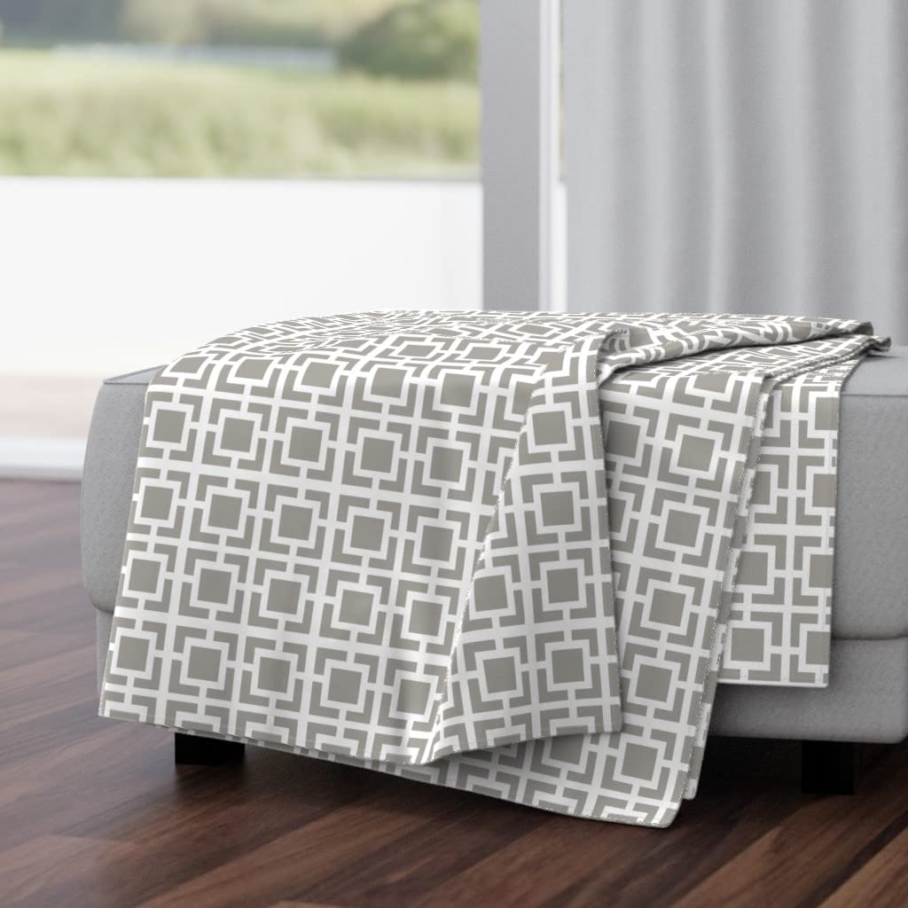 Soft Plush Minky Throw Blanket 50x70 Inches - Mid Century Modern Abstract Design in Gray & White | Cozy Living Room Decor, Bedroom Accent & Gift Idea