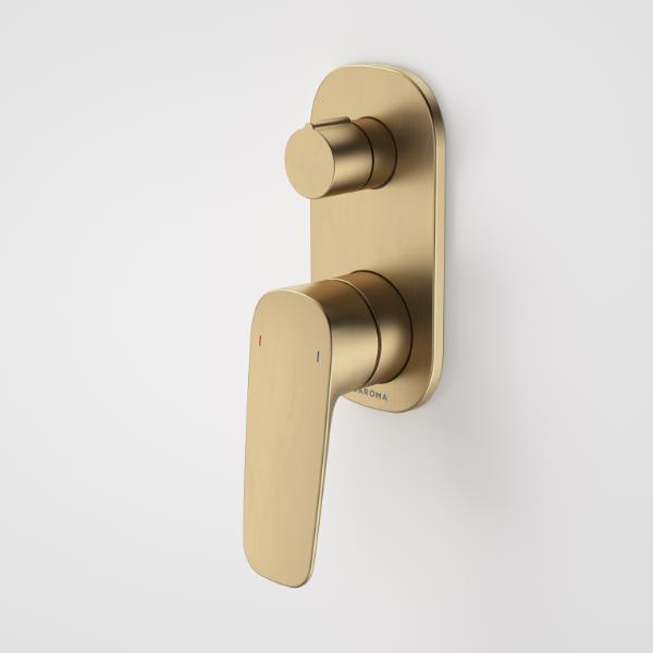 Caroma Contura II Bath and Shower Mixer with Diverter in Brushed Brass - Perfect for Modern Bathroom Renovations and Spa-Like Showers