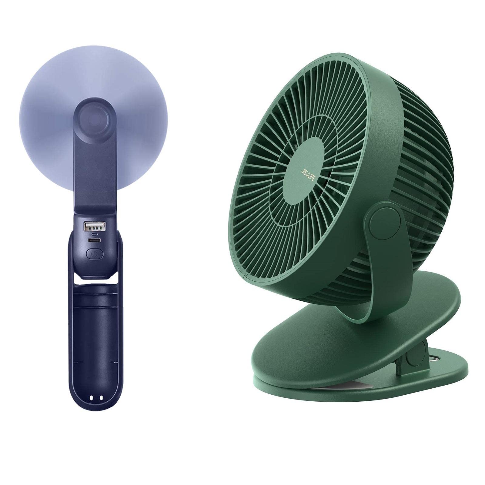 JISULIFE Portable Handheld Fan with Stroller Clip - Mini Desk Fan for Office, Baby Stroller, Travel & Outdoor Use - USB Rechargeable Personal Cooling Fan