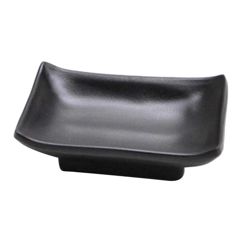 JoyMerit Black Dip Bowl - Japanese Sushi Saucer, Dessert Plate, Ice Cream Bowl, Snack Tray for Nuts, Chips & Bite-Sized Foods - Perfect for Parties, Sushi Nights & Casual Dining