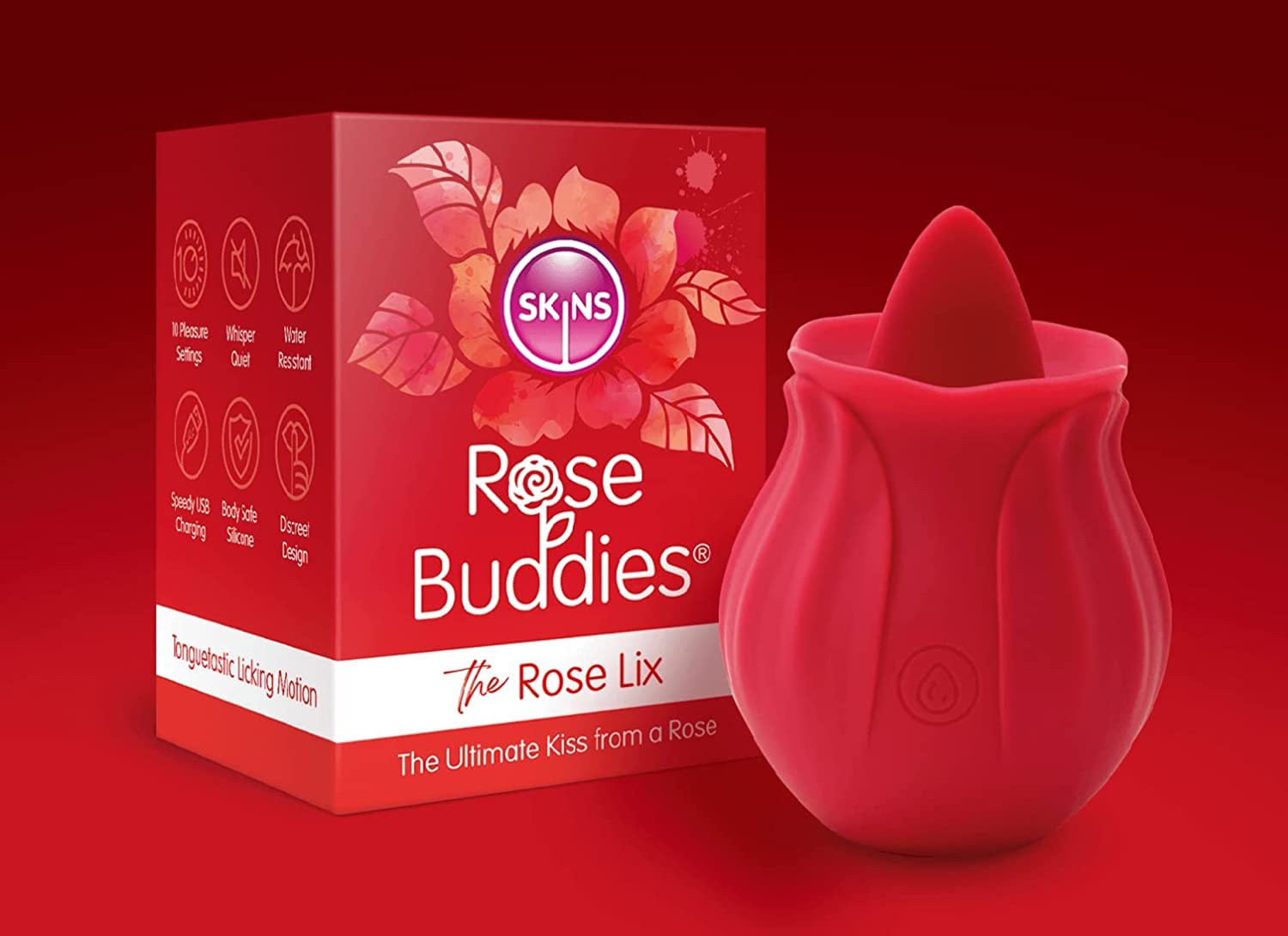 Skins Rose Vibrators & Sex Toys for Women - Lix Rose Buddies Clitoral Stimulator, Waterproof & Rechargeable Adult Toy for Couples & Solo Play - Perfect for Valentine's Day, Anniversary Gifts & Romantic Nights