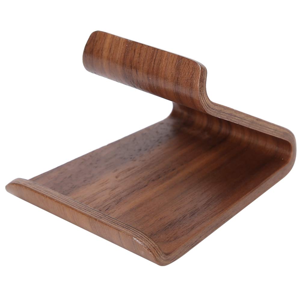 EBTOOLS Wooden Phone Stand Holder for iPhone, Samsung, Tablets - Adjustable & Sturdy Base for Desk, Office, Home, Bedroom (Walnut) | Perfect for Video Calls, Streaming, Reading & Hands-Free Use
